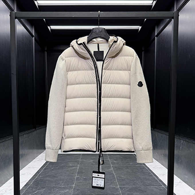 moncler cardigan tricot hooded wool blend down jacket